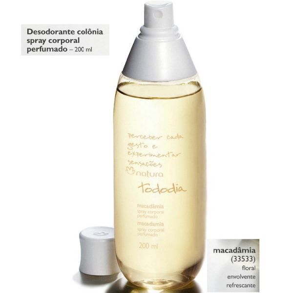 Colônia Tododia Macadâmia spray corporal perfumado 200ml